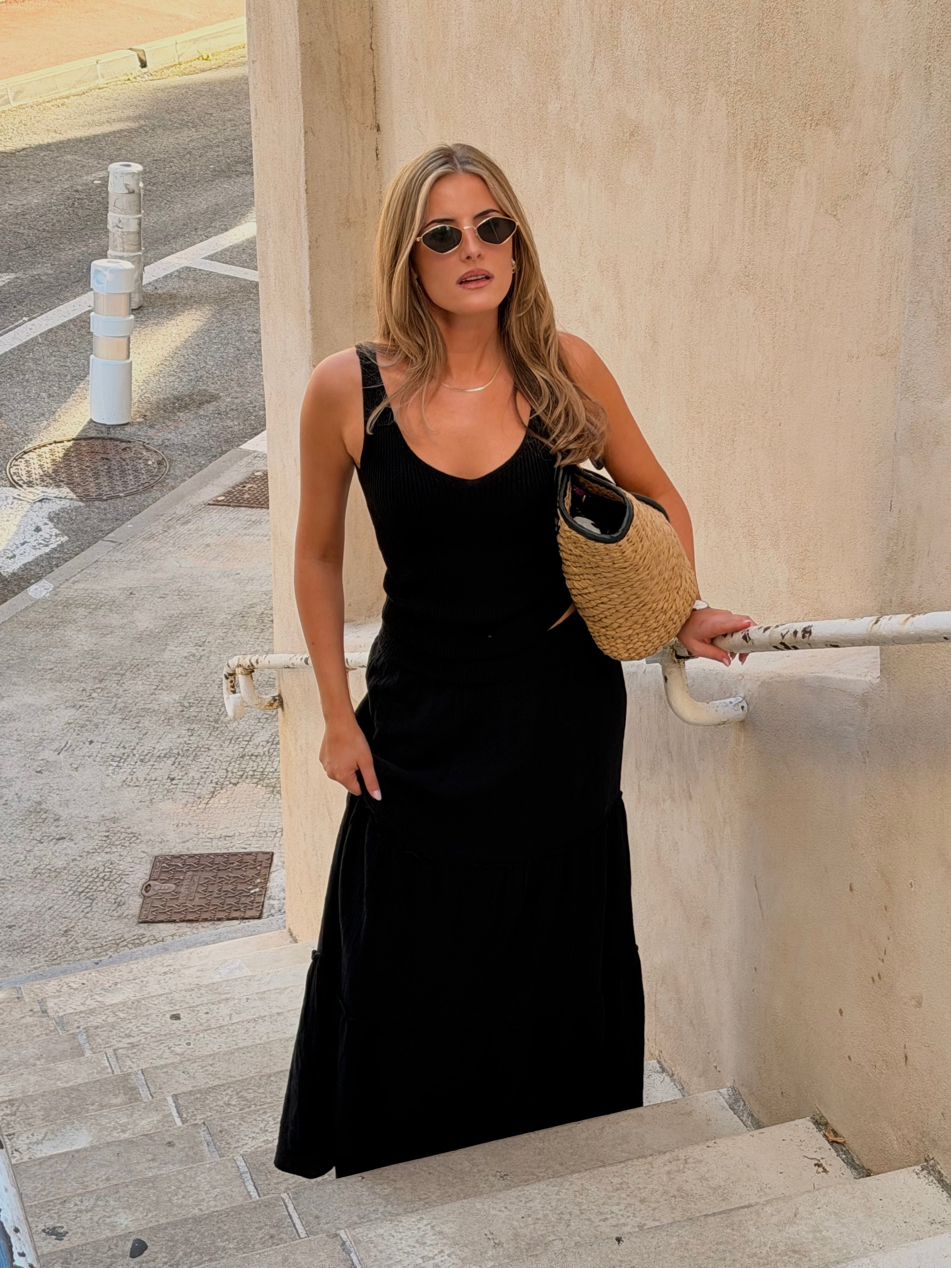 AWKEELEY Long Skirt - Black